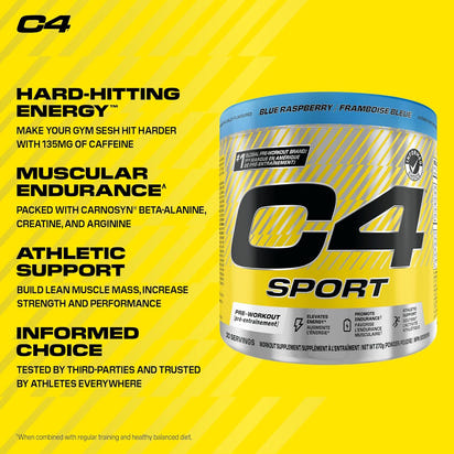 Cellucor – C4 Sport Pre Workout – Blue Raspberry – 30 Servings