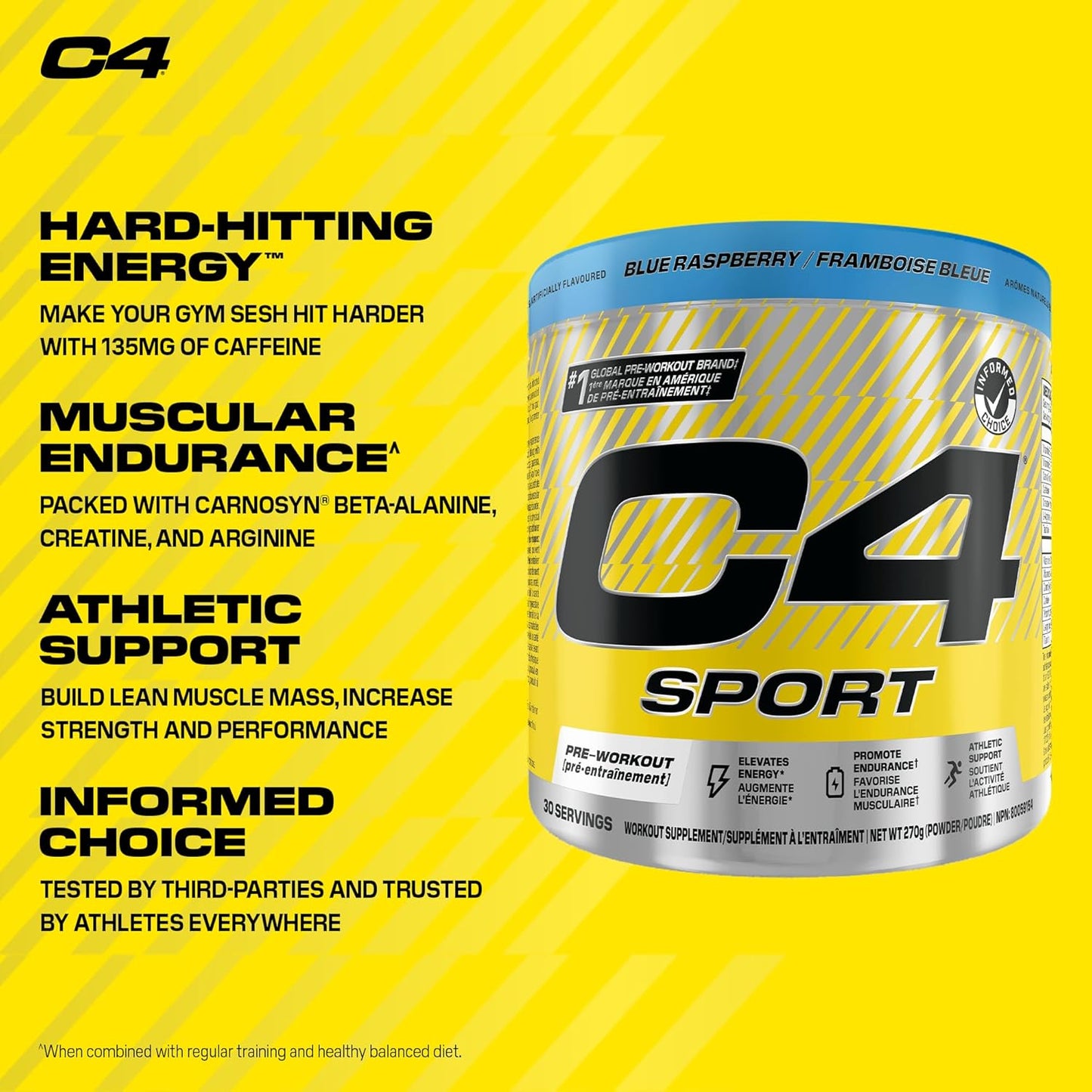 Cellucor – C4 Sport Pre Workout – Blue Raspberry – 30 Servings
