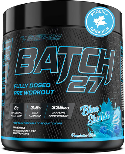 Batch 27 – Pre Workout Powder – Blue Slushie – 40 Servings
