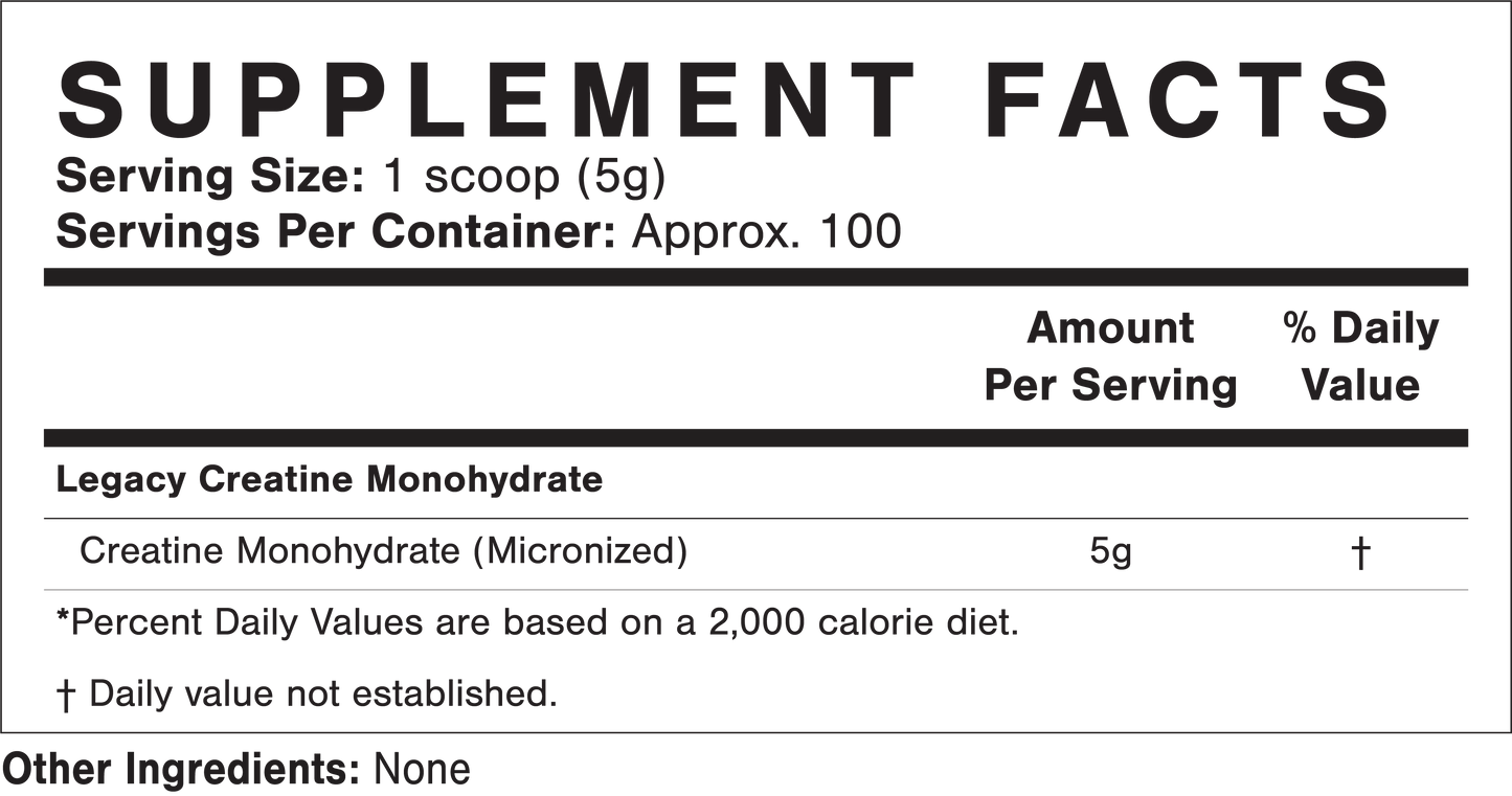 Legacy Creatine | 100 Servings | Pure Creatine Monohydrate