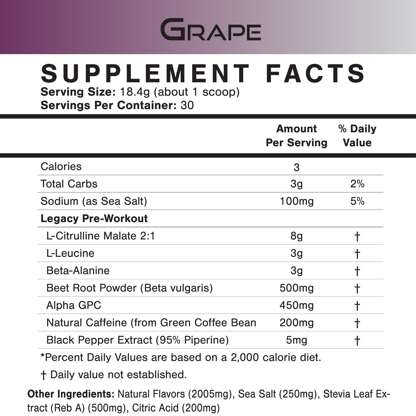 Legacy Pre-Workout | 30 Servings | Natural Energy