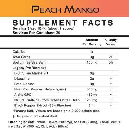 Legacy Pre-Workout | 30 Servings | Natural Energy